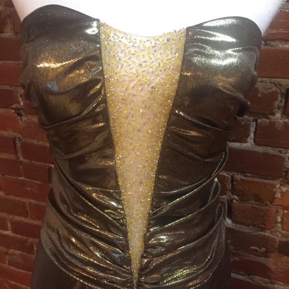 Alyce Designs gold strapless gown - Picture 7 of 13